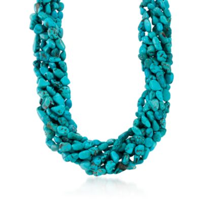Turquoise Torsade Necklace. 18" &mdash; Alt Image 1