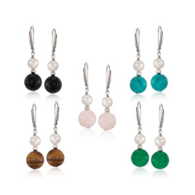 Set of Five Multi-Gemstone and Pearl Earrings &mdash; Alt Image 1