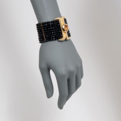 Black Agate and 5.25 Carat Citrine Cuff Bracelet in 18kt Over Sterling. 7" &mdash; Alt Image 2