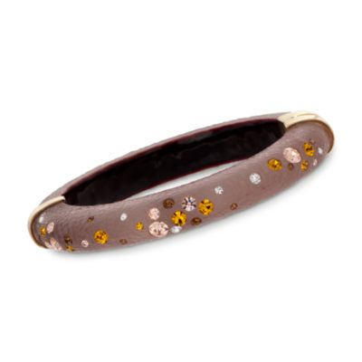 Brown Lucite and Multicolored Swarovski Crystal Bangle Bracelet in 14kt Over Sterling. 7" &mdash; Alt Image 1