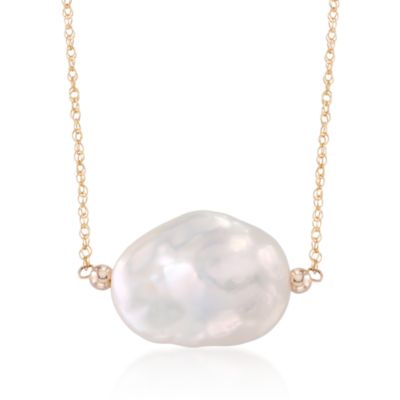13-16mm Baroque Pearl Pendant Necklace in 14kt Yellow Gold. 18" &mdash; Alt Image 1
