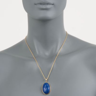 Carved Lapis Scarab Necklace in 14kt Over Sterling Silver. 18" &mdash; Alt Image 4