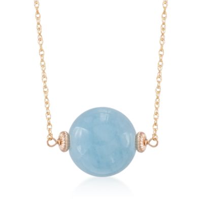 Aquamarine Pendant Necklace in 14kt Yellow Gold. 18" &mdash; Alt Image 1