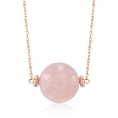 16mm Morganite Pendant Necklace in 14kt Yellow Gold. 18" &mdash; Alt Image 1