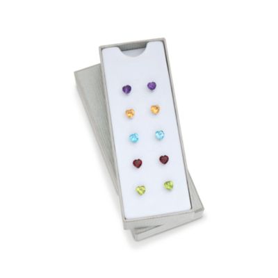 5-Pair Set of 8.10 ct. t.w. Multi-Gemstone Heart Earrings in Sterling Silver &mdash; Alt Image 8