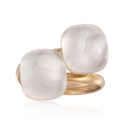 Italian Mother-Of-Pearl Doublet Ring in 14kt Yellow Gold &mdash; Alt Image 1