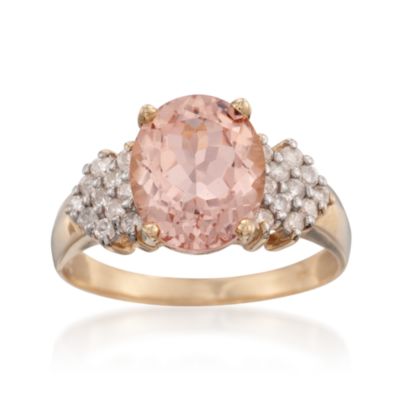 3.50 Carat Morganite and .50 ct. t.w. Diamond Ring in 14kt Yellow Gold &mdash; Alt Image 1