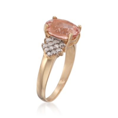 3.50 Carat Morganite and .50 ct. t.w. Diamond Ring in 14kt Yellow Gold &mdash; Alt Image 3