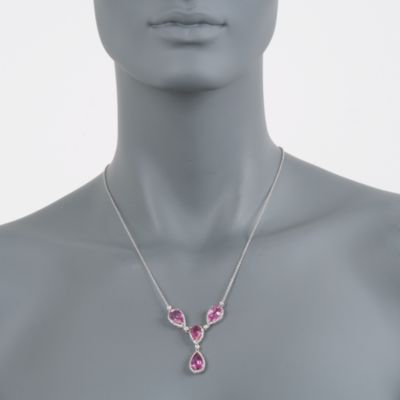 13.00 ct. t.w. Pink Topaz and .21 ct. t.w. Diamond Necklace in Sterling Silver &mdash; Alt Image 3