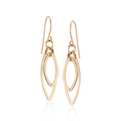 14kt Yellow Gold Open Navette Dangle Earrings   &mdash; Alt Image 1