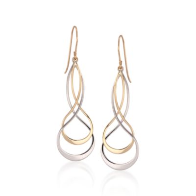14kt Two-Tone Gold Open Twisted Dangle Earrings &mdash; Alt Image 1