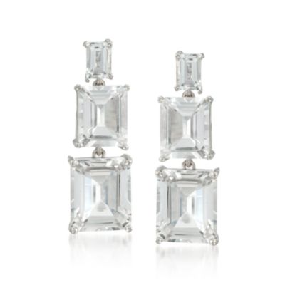 Triple Rock Crystal Earrings in Sterling Silver &mdash; Alt Image 1