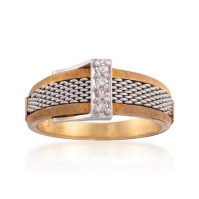 C. 1970 Vintage .15 ct. t.w. Diamond Buckle Ring in 14kt Two-Tone Gold. Size 10.5 &mdash; Alt Image 1