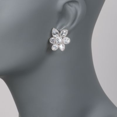 17.00 ct. t.w. CZ Flower Earrings in Sterling Silver &mdash; Alt Image 2