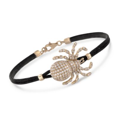 1.75 ct. t.w. Diamond Spider Black Cord Bracelet in 18kt Yellow Gold. 7" &mdash; Alt Image 1