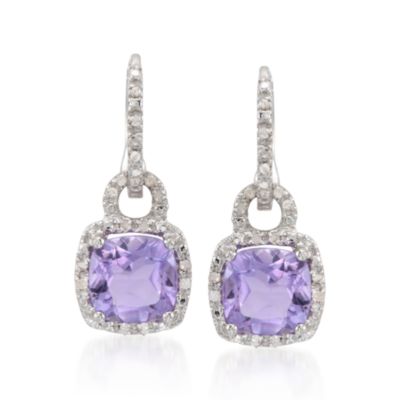 5.50 ct. t.w. Purple Amethyst Earrings With .10 ct. t.w. Diamonds in Sterling Silver &mdash; Alt Image 1