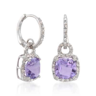 5.50 ct. t.w. Purple Amethyst Earrings With .10 ct. t.w. Diamonds in Sterling Silver &mdash; Alt Image 3