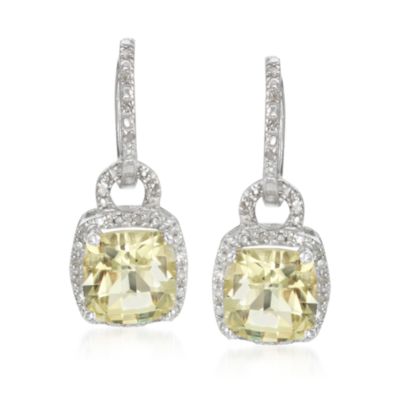 5.50 ct. t.w. Lemon Quartz and .13 ct. t.w. Diamond Earrings in Sterling Silver &mdash; Alt Image 1