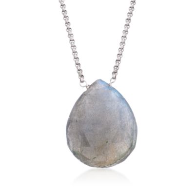 Labradorite Drop Necklace in Sterling Silver &mdash; Alt Image 1