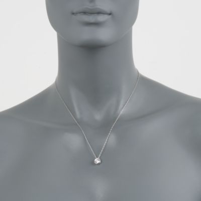 1.50 Carat CZ Bezel Necklace in 14kt White Gold. 18" &mdash; Alt Image 2