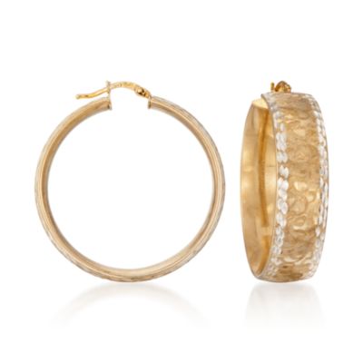 Textured Two-Tone Hoop Earrings &mdash; Alt Image 1