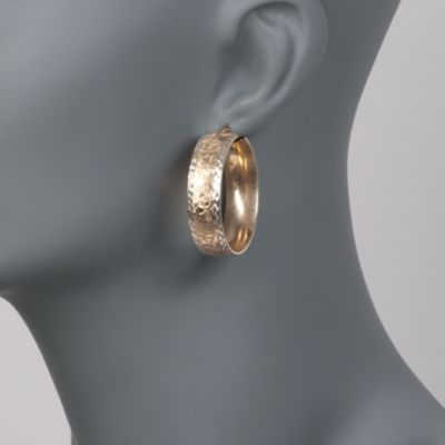 Textured Two-Tone Hoop Earrings &mdash; Alt Image 2