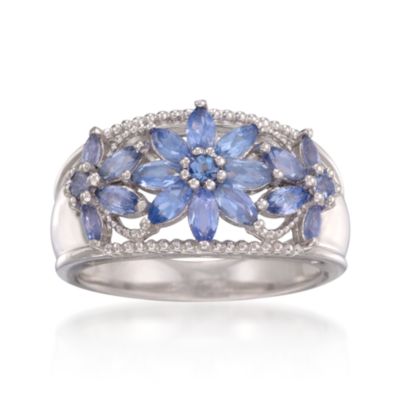 1.40 ct. t.w. Tanzanite Floral Ring in Sterling Silver &mdash; Alt Image 1