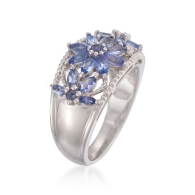 1.40 ct. t.w. Tanzanite Floral Ring in Sterling Silver &mdash; Alt Image 3