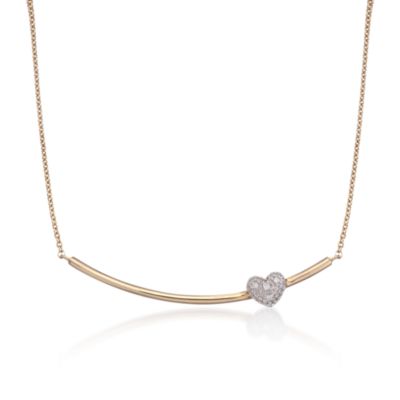 Diamond Heart Bar Necklace in 14kt Yellow Gold &mdash; Alt Image 1