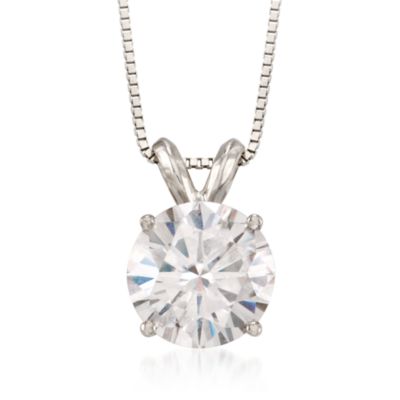1.50 Carat Moissanite Pendant Necklace in 14kt White Gold. 18" &mdash; Alt Image 1