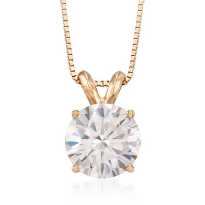 1.50 Carat Moissanite Pendant Necklace in 14kt Yellow Gold. 18" &mdash; Alt Image 1