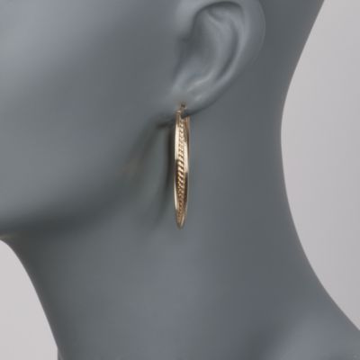 Italian Oval Twist Hoop Earrings in 14kt Yellow Gold &mdash; Alt Image 2