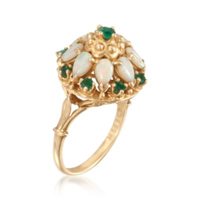 C. 1960 Vintage Opal and 1.00 ct. t.w. Emerald Ring in 14kt Yellow Gold. Size 5.5 &mdash; Alt Image 3
