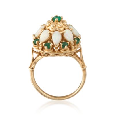 C. 1960 Vintage Opal and 1.00 ct. t.w. Emerald Ring in 14kt Yellow Gold. Size 5.5 &mdash; Alt Image 4