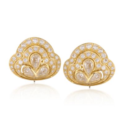 C. 1980 Vintage 5.80 ct. t.w. Diamond Earrings in 18kt Yellow Gold &mdash; Alt Image 1