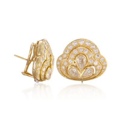C. 1980 Vintage 5.80 ct. t.w. Diamond Earrings in 18kt Yellow Gold &mdash; Alt Image 3