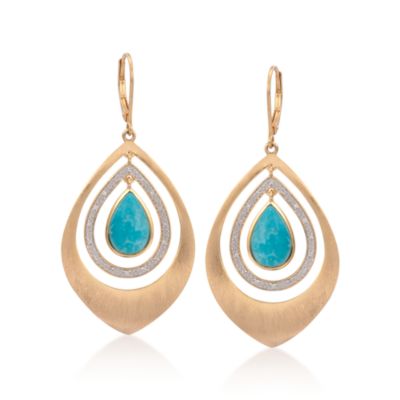 Pear-Shaped Turquoise and Diamond Earrings &mdash; Alt Image 1