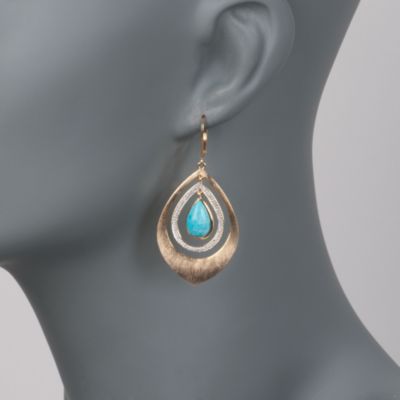 Pear-Shaped Turquoise and Diamond Earrings &mdash; Alt Image 2
