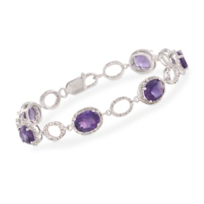 9.75 ct.T .W. Amethyst and .32 ct. t.w. Diamond Halo Bracelet &mdash; Alt Image 1