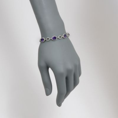 9.75 ct.T .W. Amethyst and .32 ct. t.w. Diamond Halo Bracelet &mdash; Alt Image 2