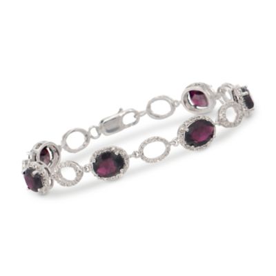 12.00 ct. t.w. Garnet and .32 ct. t.w. Diamond Bracelet in Sterling Silver &mdash; Alt Image 1