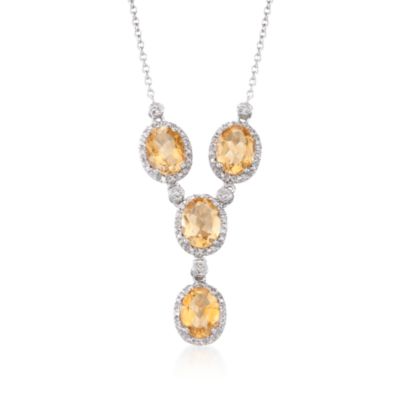 5.50 ct. t.w. Citrine and .17 ct. t.w. Diamond Y-Necklace in Sterling Silver. 18" &mdash; Alt Image 1