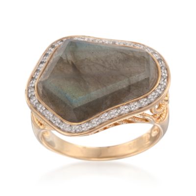 Labradorite and .10 ct. t.w. Diamond Ring in 18kt Over Sterling &mdash; Alt Image 1