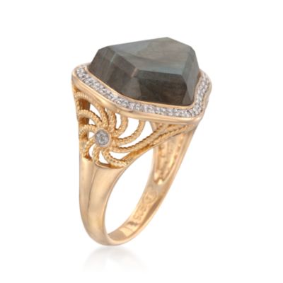 Labradorite and .10 ct. t.w. Diamond Ring in 18kt Over Sterling &mdash; Alt Image 3