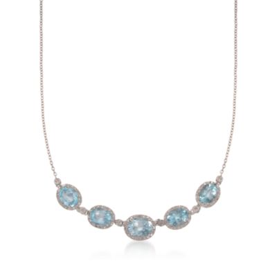 9.50 ct. t.w. Blue Topaz and .17 ct. t.w. Diamond Necklace in Sterling Silver &mdash; Alt Image 1
