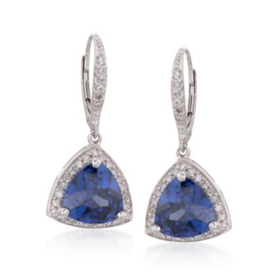 8.60 ct. t.w. Triangular Purple and White CZ Earrings in Sterling Silver &mdash; Alt Image 1