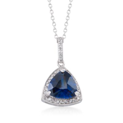 4.30 ct. t.w. Triangular Purple and White CZ Drop Necklace in Sterling Silver. 16" &mdash; Alt Image 1