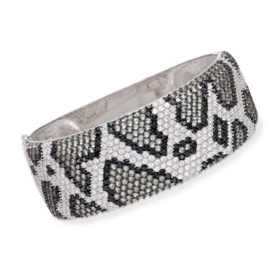 Leopard-Spot 30.10 ct. t.w. Black and White CZ Bangle Bracelet in Sterling Silver &mdash; Alt Image 1