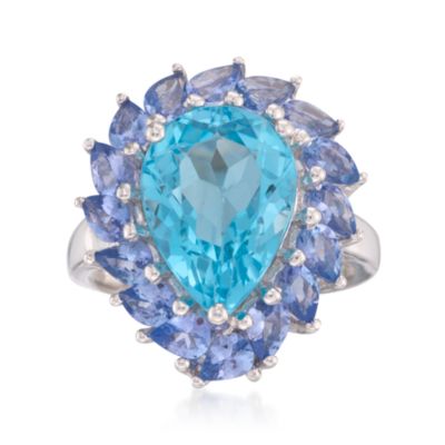 4.90 Carat Blue Topaz and 2.20 ct. t.w. Tanzanite Ring in Sterling Silver &mdash; Alt Image 1