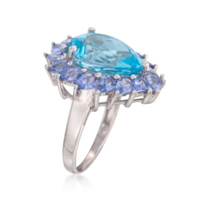 4.90 Carat Blue Topaz and 2.20 ct. t.w. Tanzanite Ring in Sterling Silver &mdash; Alt Image 3
